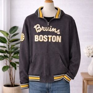 CCM Pro OK'd BOSTON BRUINS Team NHL Hockey Full Zip Sweater Men's L